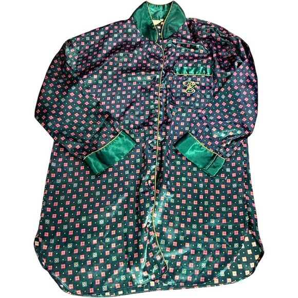 VICTORIA’S SECRET Vintage 1980s Gold Label Oversized Satin Pajama Shirt Dress Vi - Picture 1 of 9